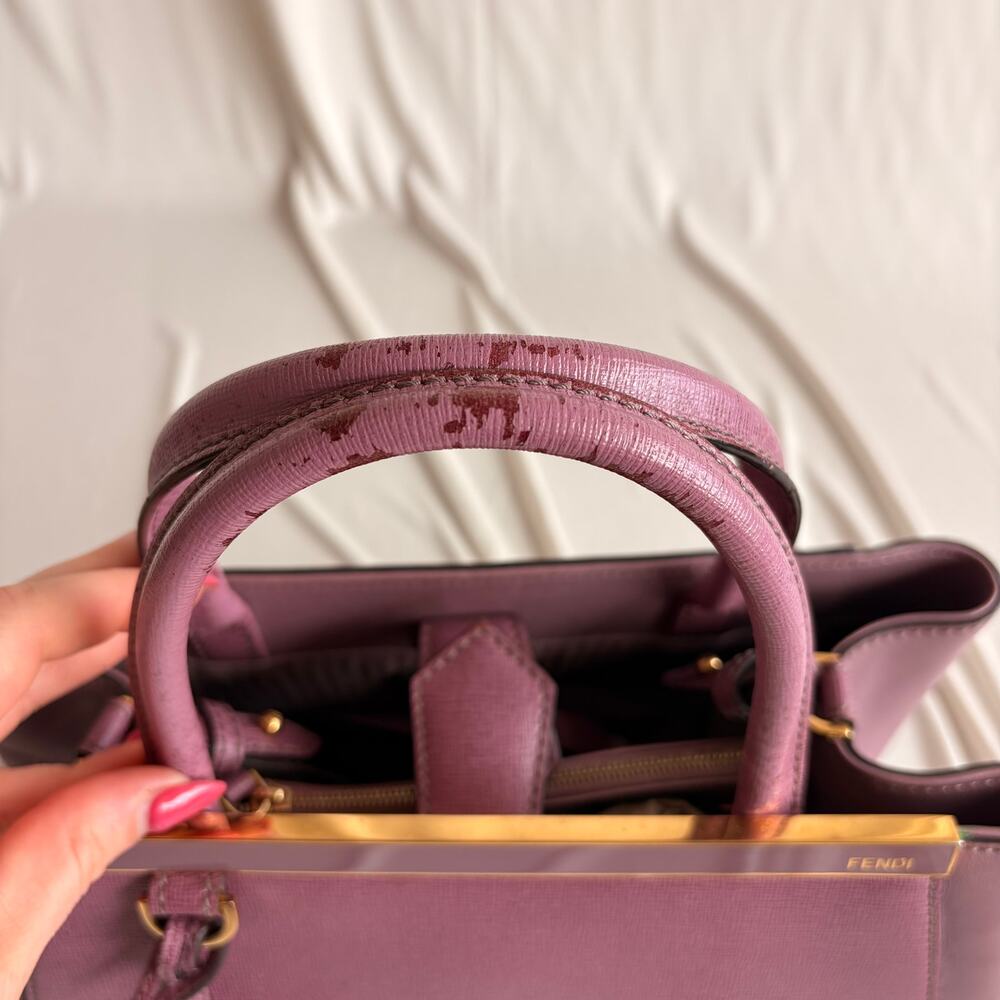 Fendi 2Jours Tote - Lilac/Old Rose Vitello Elite Leather - Picture 12 of 16